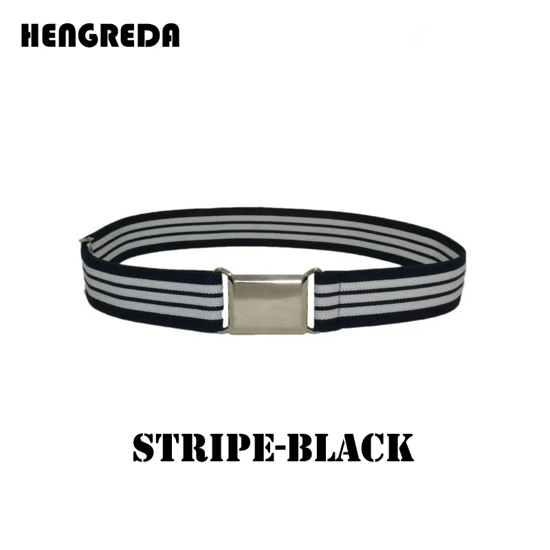 Stripe-black Холщовый ремень для мальчиков, детский модный ремень с пряжкой из сплава для мужчин, регулируемые эластичные детские ремни, 11 цветов, 77*2,5 см - Цвет: Stripe-black