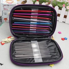 22Pcs Crafts Aluminum Crochet Hook Knitting Kit Needles Handle Knit Weave Craft Yarn Stitches Professional Mixed Colorful DIY