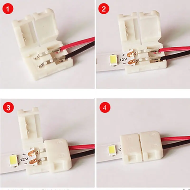 10 шт./лот, светодиодный ленточный 10 мм 2pin 5050 5630 Одноцветный ленточный LED коннектор, пайка печатной платы соединительный провод