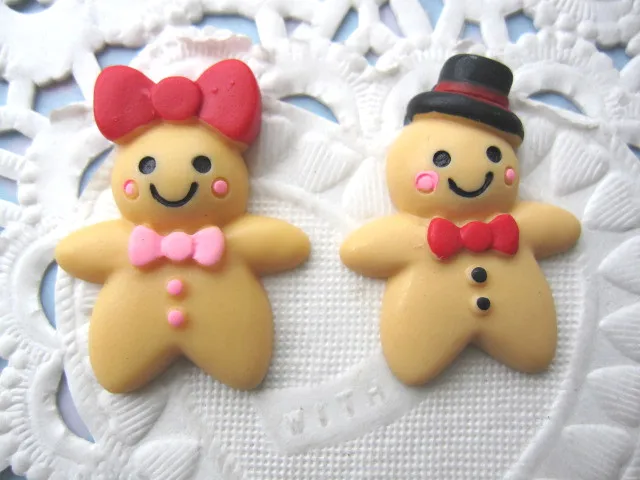 30pcs/lot DIY resin cabochons accessories flat back Christmas boy and girl biscuit 33*25mm | Дом и сад