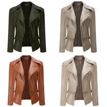 Модное осенне-зимнее теплое женское короткое пальто с искусственным воротником, 4 цвета, кожаная куртка, парка, верхняя одежда