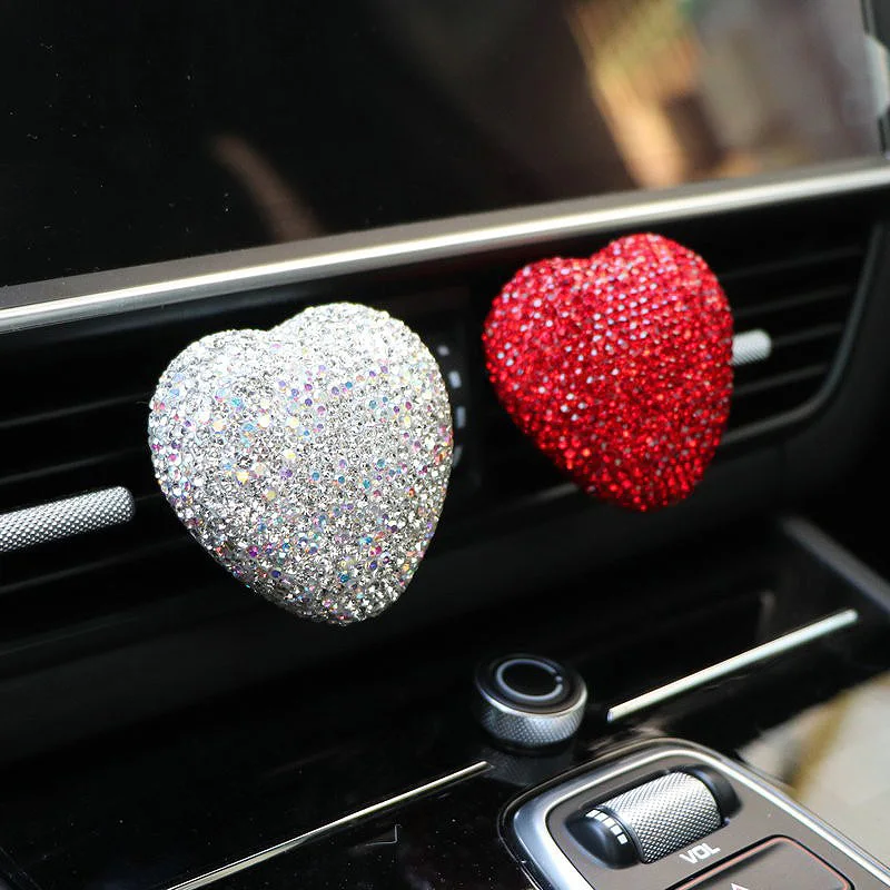 Автомобильный освежитель воздуха в форме сердца с блестящими бриллиантами, автомобильный освежитель воздуха, автомобильный освежитель воздуха
