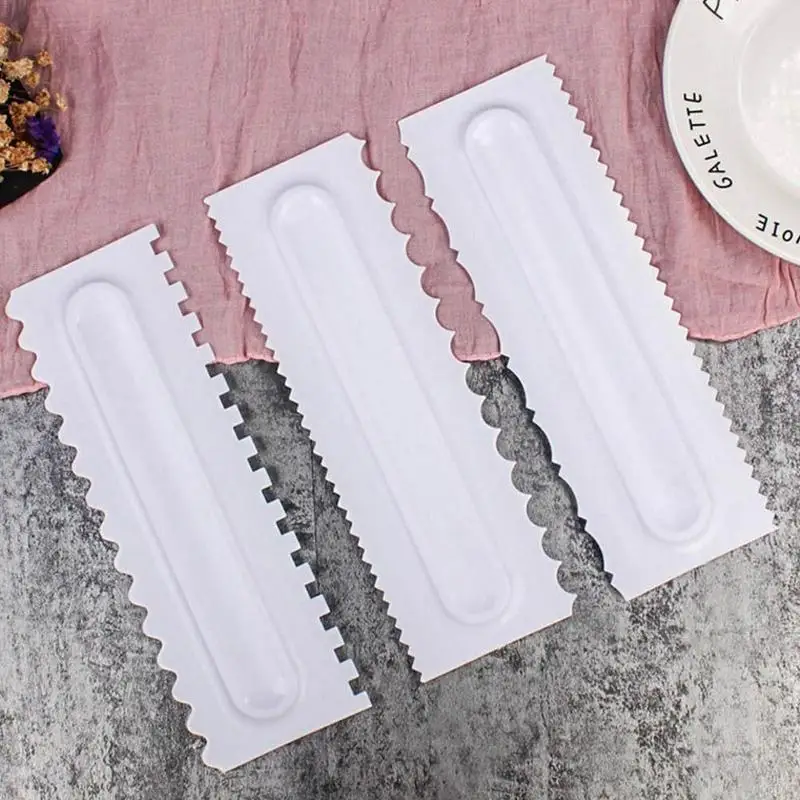  1PC Pastry Icing Comb Set Plastic Cake Scraper Texture Fondant Spatulas Baking Mold Cake Decorating