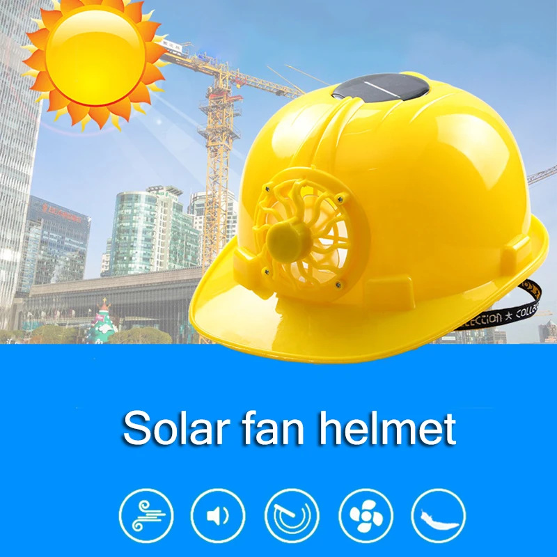 

Solar Powered Safety Helmet Hard Ventilate Hat Cap with Cooling Cool Fan EDF88
