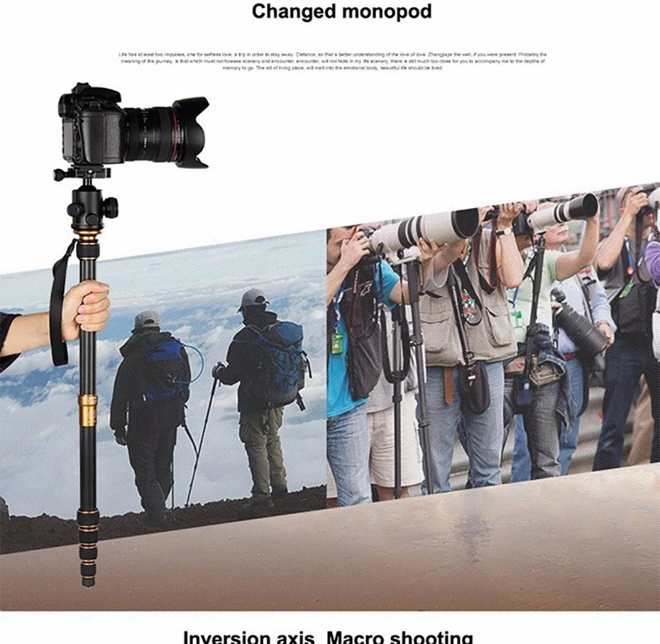 QZSD Q666C Carbon Fiber Professional Camera Tripod Video Monopod Extendable Trav