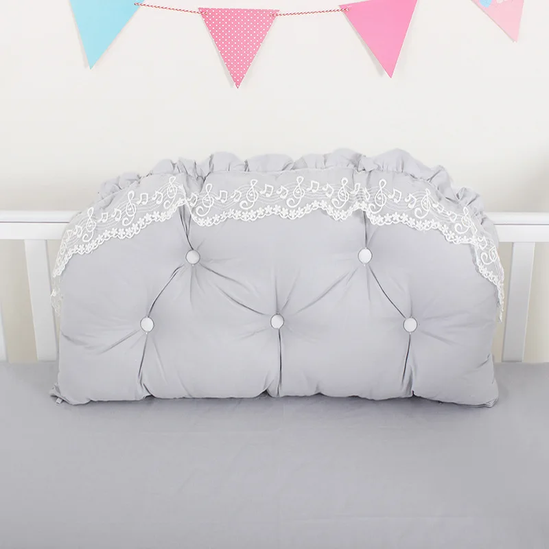 Baby Girls Bed Backrest Bumper Baby Bedside Cushion Cotton Lace Pillow Crib Protector Pillow Baby Room Bedroom Decoration (3)