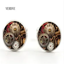 20mm cufflinks fashion handmade retro steampunk watches personalized crystal glass men’s t-shirt jewelry cufflinks