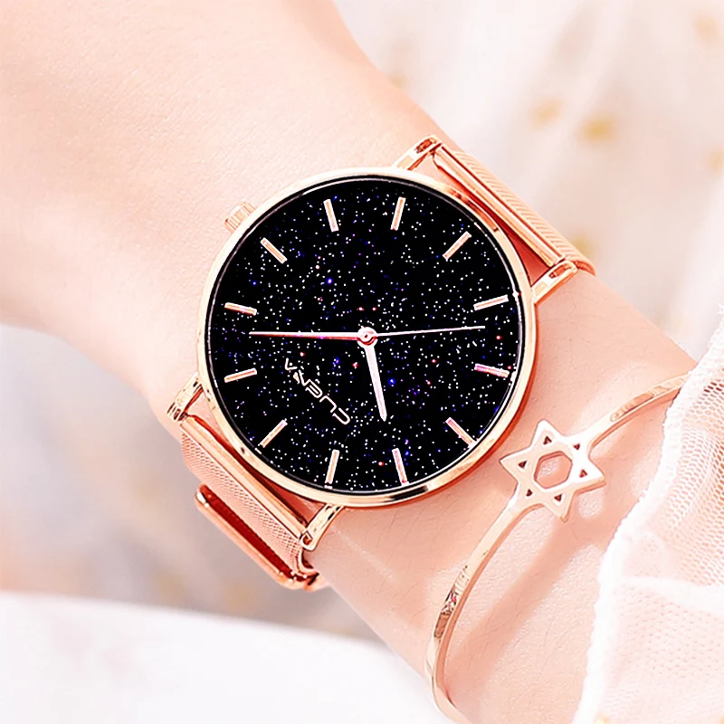 

Relogio Feminino Luxury Rose Gold Starry Sky Ladies Watches Women Fashion Stainless Steel Watch Classic Casual Female Clock 2019