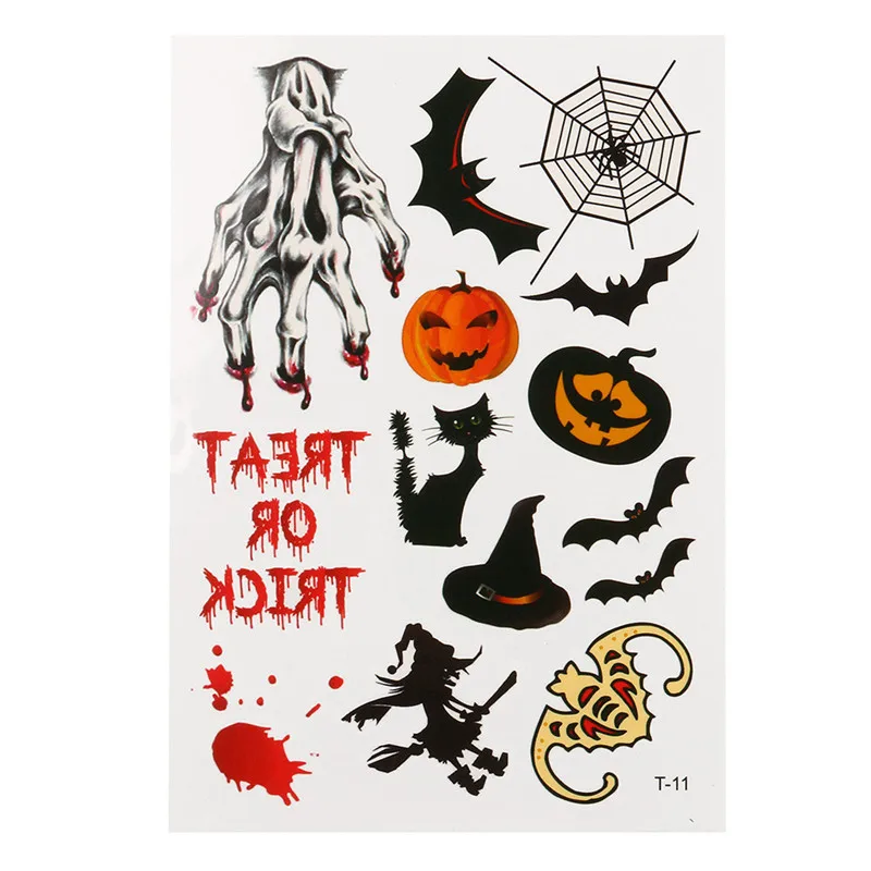 2017 A Temporary Tattoos Halloween Tattoo Sticker Bats Pumpkin