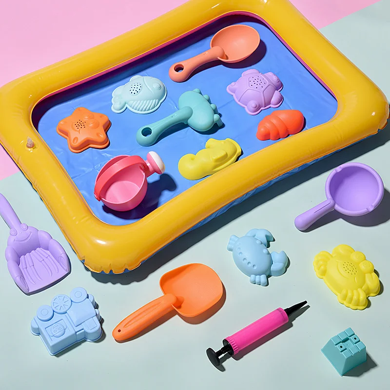  soft Silicone beach toys for children SandBox Set Kit Sea sand bucket Rake Hourglass Water Table pl