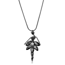 Szelam New Ballet Dancer Pendant Crystal Necklace Rhinestone Jewelry Necklaces For Women Long Snake Sweater Chain graceful rhinestone alloy sweater chain for women