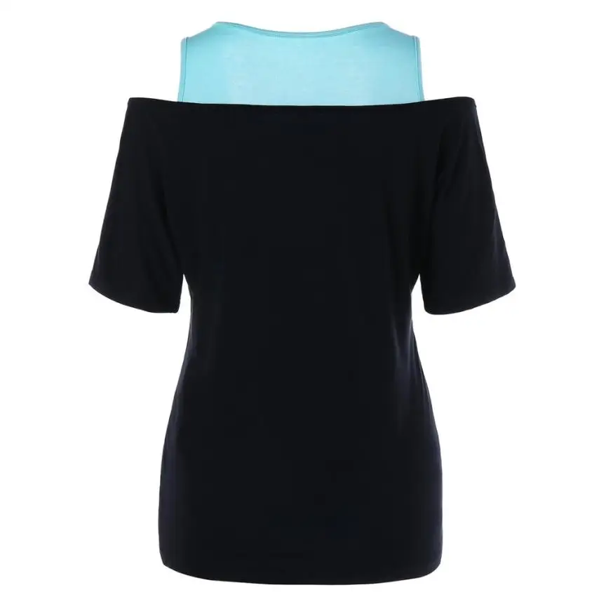 Популярные футболки для женщин Лето комплект из 2 предметов модная женская футболка с открытыми плечами+ одноцветные Топы Женская футболка A75