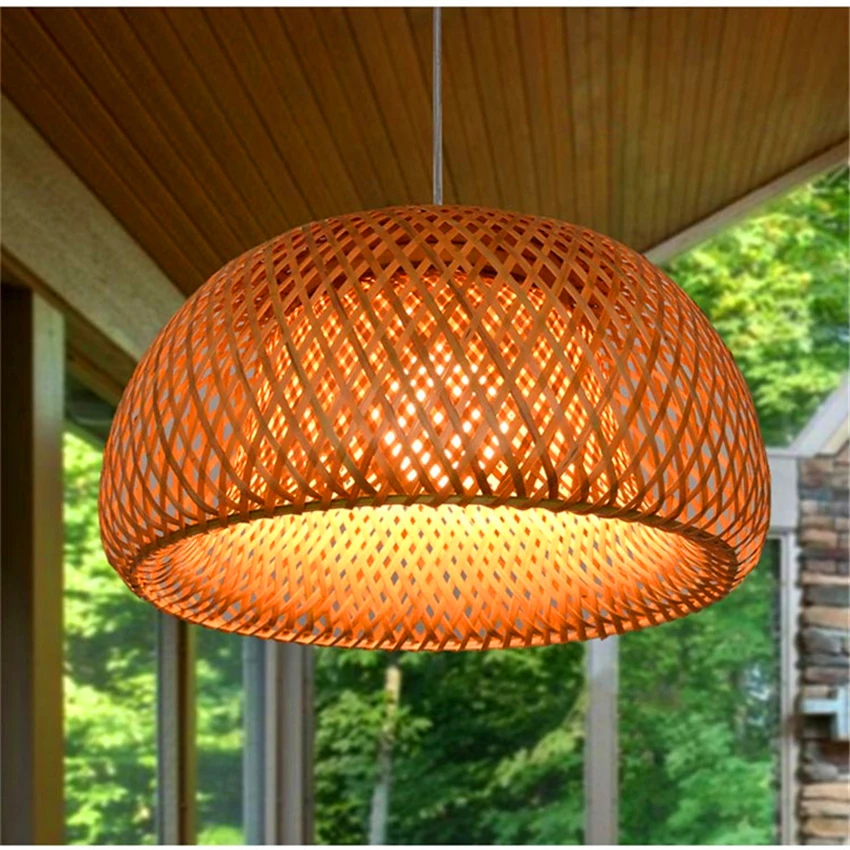 

Chinese Bamboo LED Pendant Lamp Weaving Bamboo Nest Nest Antique Pendant Lights Lanterns Living Room Hotel Restaurant Aisle Lamp