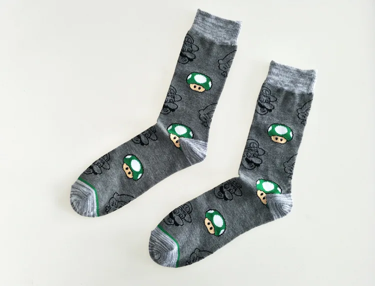 Модные мужские носки с героями мультфильмов, забавные Носки с рисунком супер гриб Марио, хлопковые короткие носки в стиле харакдзюку с принтом Happy Crew - Цвет: A