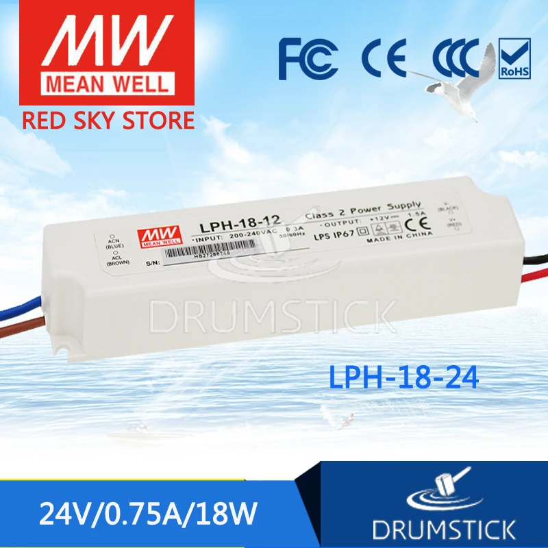 

MEAN WELL LPH-18-24 24V 0.75A meanwell LPH-18 24V 18W Single Output LED Switching Power Supply