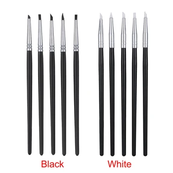 

5Pcs/set Art Silicone Sculpture Brush Set Gel Polish Tips 3D DIY Carving Polishing Building Extend Painting Drawing Pen Kit