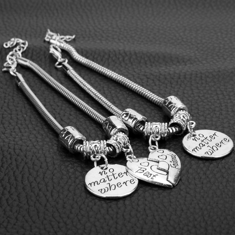 1 Pair No Matter Where Silver Bracelets for Women Girls Charm Jewelry Best Friends Friendship Bangle Couple Bracelet Lover Gift 1 Pair No Matter Where Silver Bracelets for Women Girls Charm Jewelry Best Friends Friendship Bangle Couple Bracelet Lover Gift