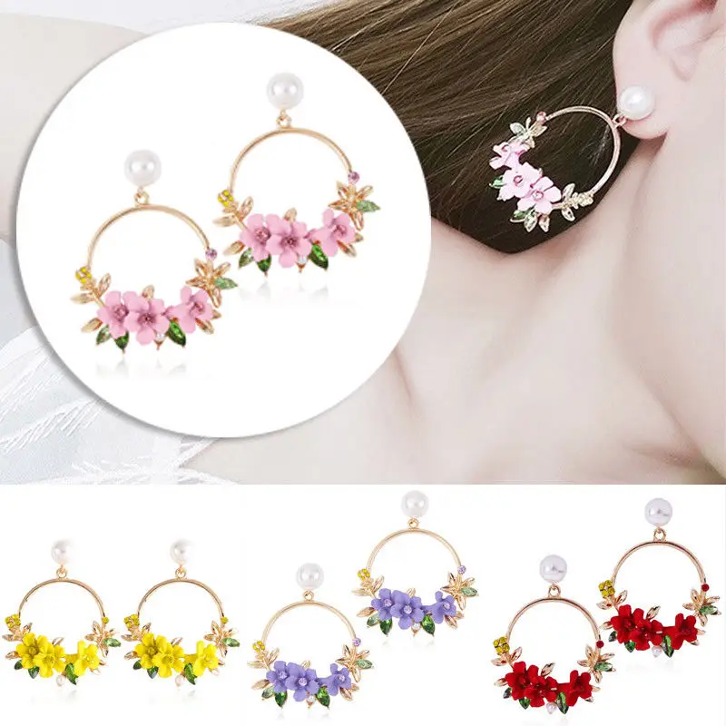 

Gold Big Heart Earrings Fashion Women Boho Geometric Earrings Stud Drop Jewelry Crystal Stud Earring for Women Wedding Party