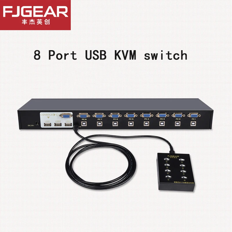 VGA Сечь 8 Порты и разъёмы kvm-переключатель ручной ключ Пресс VGA USB проводной пульт дистанционного расширение Switcher 1U ConsoleFJ-810UK