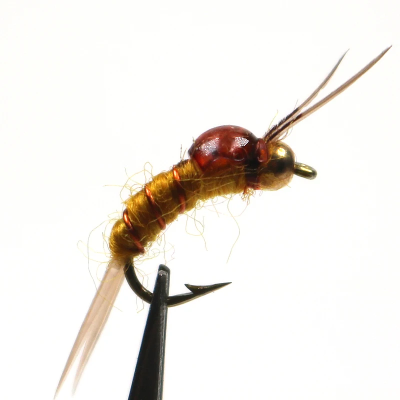 ICERIO 6 шт. инкубационные Nymph caddis mayfly nymphs рыболовные приманки для ловли нахлыстом и форели 12