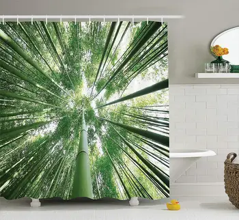 Tropical Decor Wild Tree Bamboos Exotic Landscape Zen Spa Yoga Shower Curtain