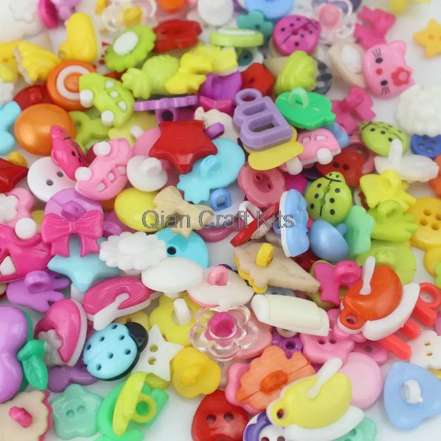 

1000pcs bulk sale plastic resin kawaii decor shank ,flatback Buttons Multicolored combined buttons up to 100 patterns