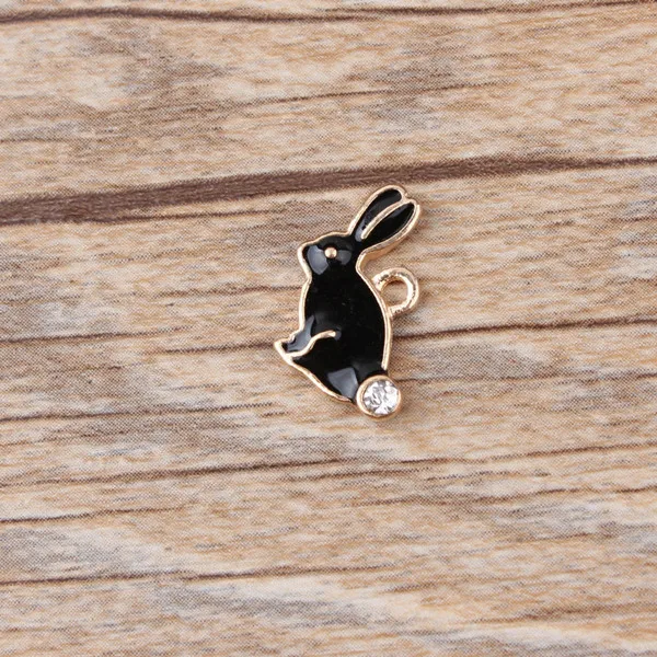 10 шт. 10x16 мм эмаль кролик Шарм для изготовления ювелирных изделий Модные серьги кулон модные подвески - Окраска металла: black