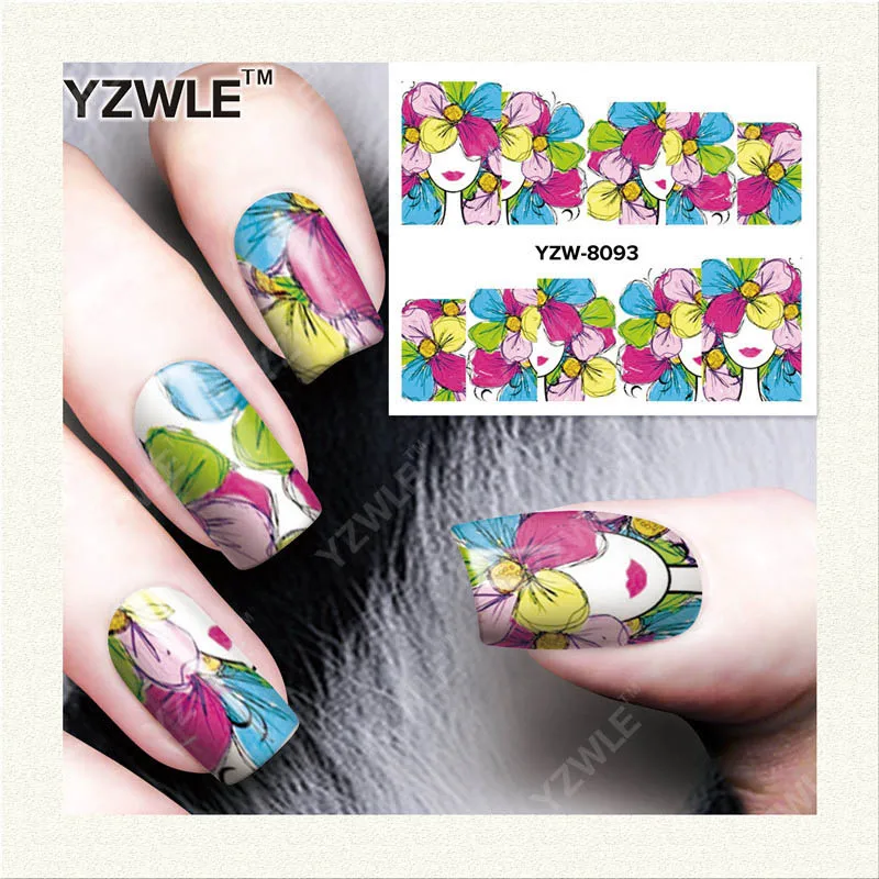 1 sheet Nail beautiful girl Blossom Nail Stickers Dried Flower Nail Art