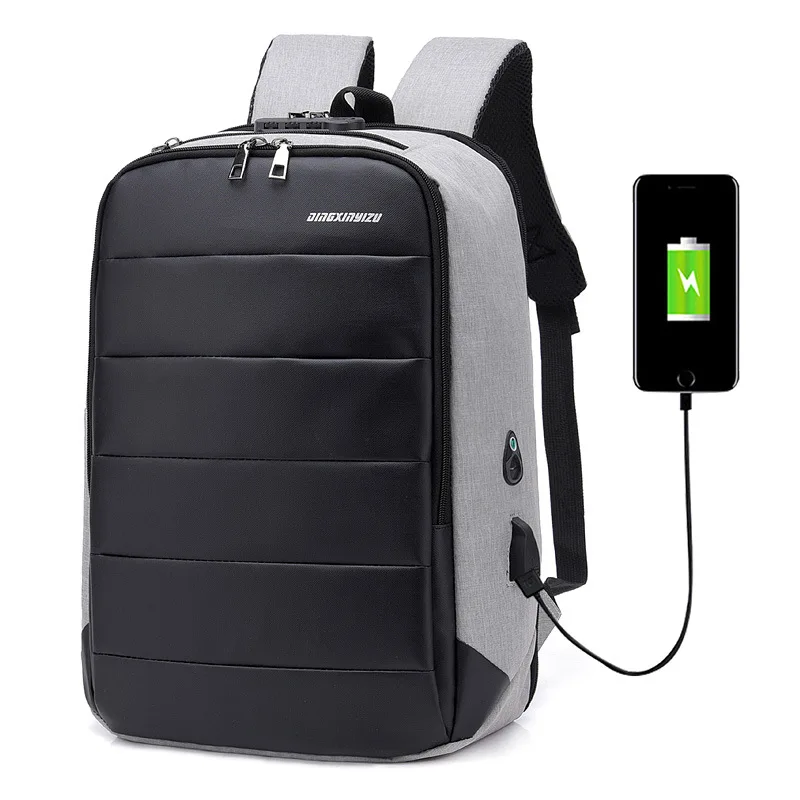 USB Charging Laptop Backpack Men Multifunct Anti Theft Backpack Men Travel Backpack Waterproof School Bag Male Mochila - Цвет: Grey DF041