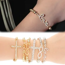 New Fashion Drill Rhinestone Alloy Gold And Silver Color Elasticity Bracelet Jewelry Accessories Drop Shipping