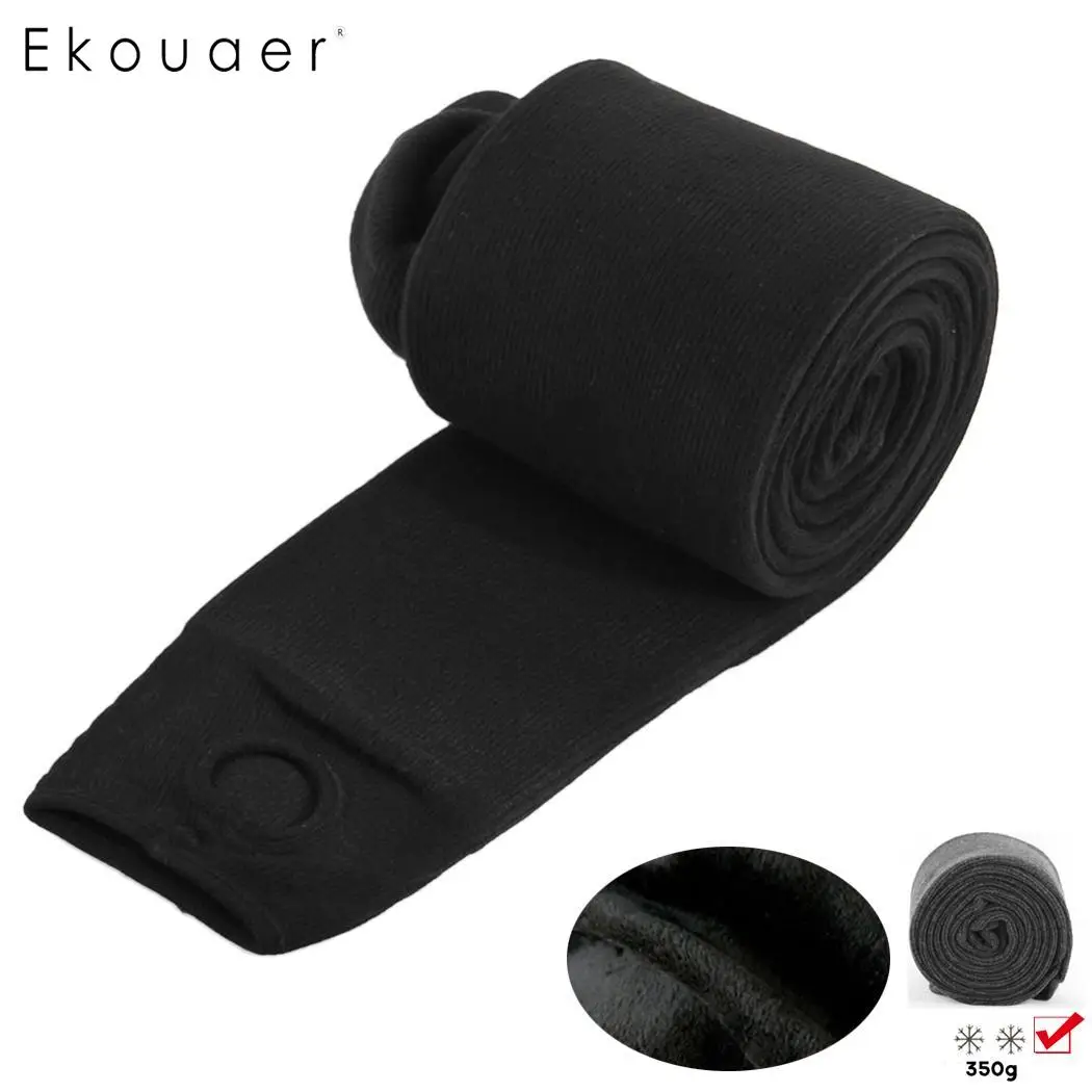 Ekouaer длина стопы зимние теплые модные повседневные однотонные женские леггинсы утепленные хлопковые брюки высокая эластичность Осенние леггинсы - Цвет: 350 Black