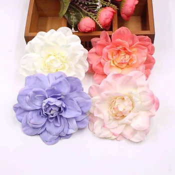 

20pcs Large Silk Dahlia Handmake Artificial Flowers Head Wedding Decoration DIY Wreath Gift Box Scrapbooking Craft Fake Flowers