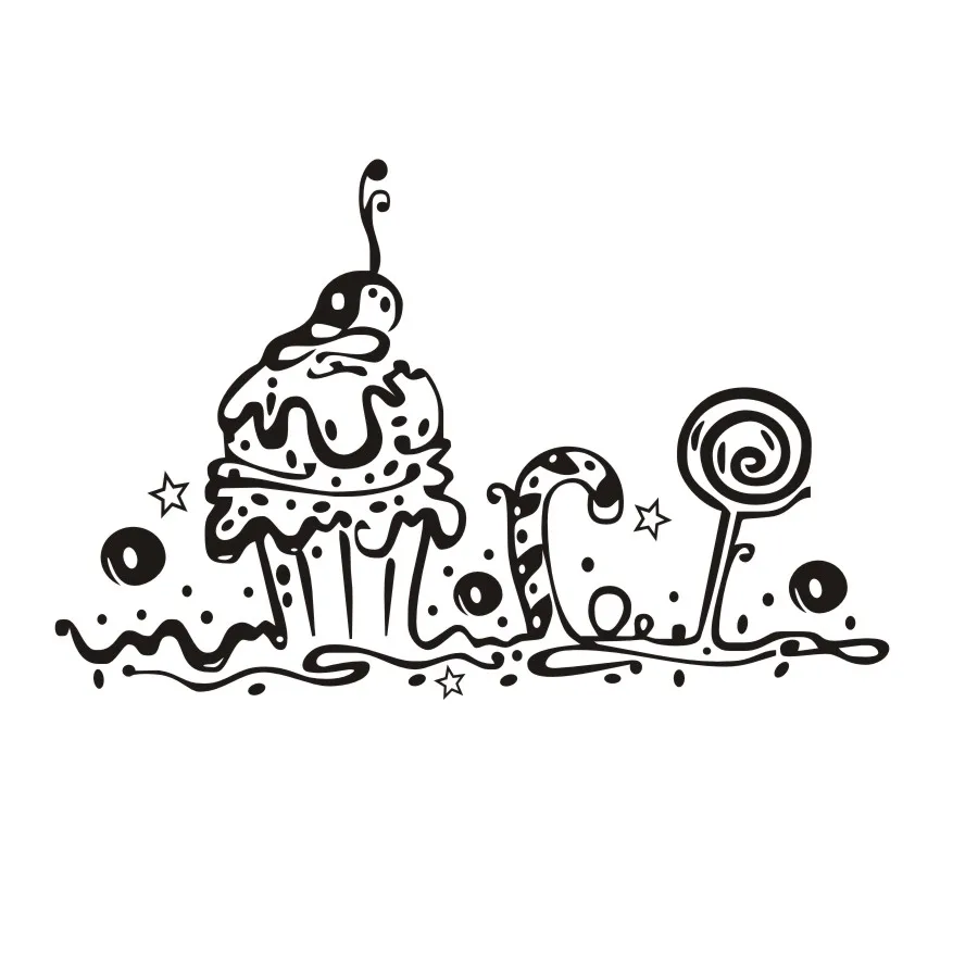 Stickers On The Wall Sweet Cake Decoration Bakery Shop Cafe Kitchen Wall Stickers Home Decor Living Room Vinyl Wall Decor