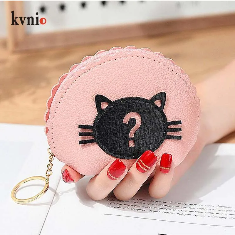 

KVNIO New Trend Cat Pattern Portable Compact Key Bag Ladies Coin Purse Mini Headset Storage Bag Children's Small Clutch Bag