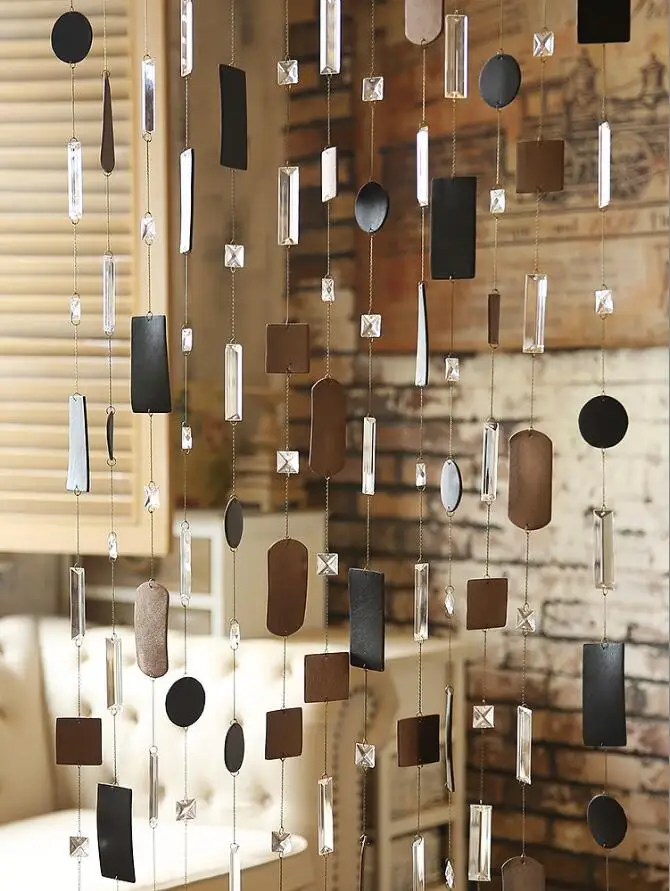 

New leather crystal bead curtain fashion crystal glass partition curtain indoor home wedding decoration porch Feng Shui curtain
