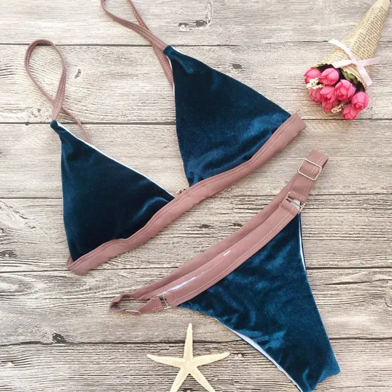 Womens Padded Push-up Bikini Set Hot 2018 Velvet Beach Swimsuit Bathing Suit Swimwear Beachwear Womens Padded Push-up Bikini Set Hot 2018 Velvet Beach Swimsuit Bathing Suit Swimwear Beachwear