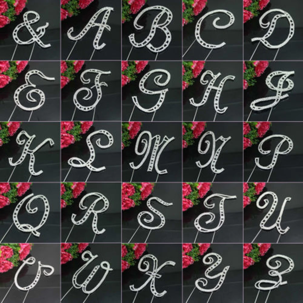 

Large Rhinestone Crystal MONOGRAM LETTER ALPHABET Cake Toppers Creative English Letter Rhinestone Decoration For Wedding Party