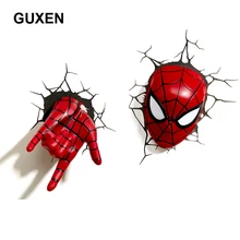 Guxen 3D Marvel Человек-паук голова и рука в форме креативные подарки мультфильм настенный Ночник светильник для детского украшения лампы