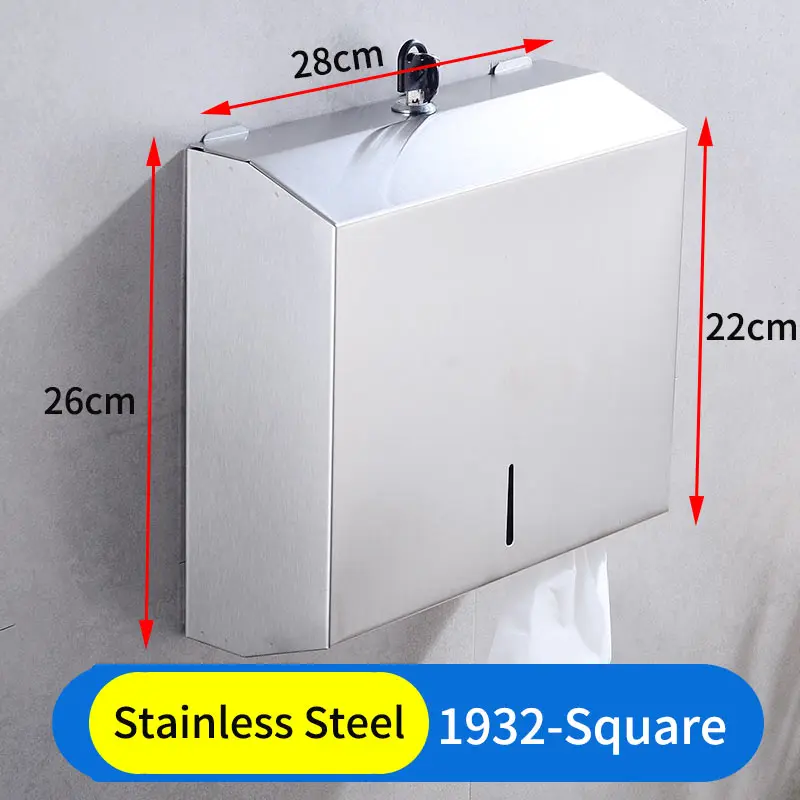 Держатель для туалетной бумаги, настенная салфетница из нержавеющей стали, держатель для бумажных полотенец, креативный квадратный держатель бумаги для ванной - Цвет: 1932-Square