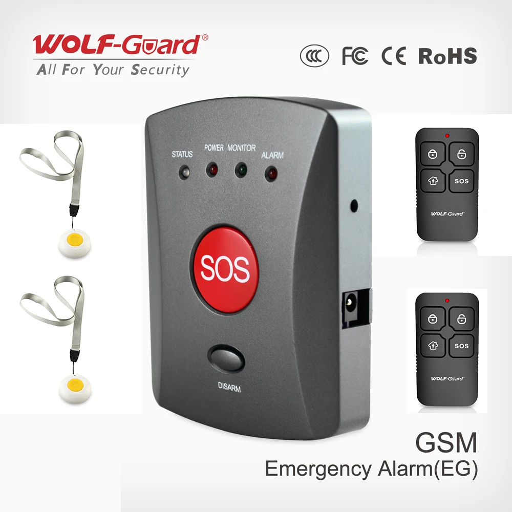 Lobo-Guardia inalámbrico GSM SMS SOS botón Panel una tecla alarma niños mayores emergencia de dos vías sistema de alarma para la casa