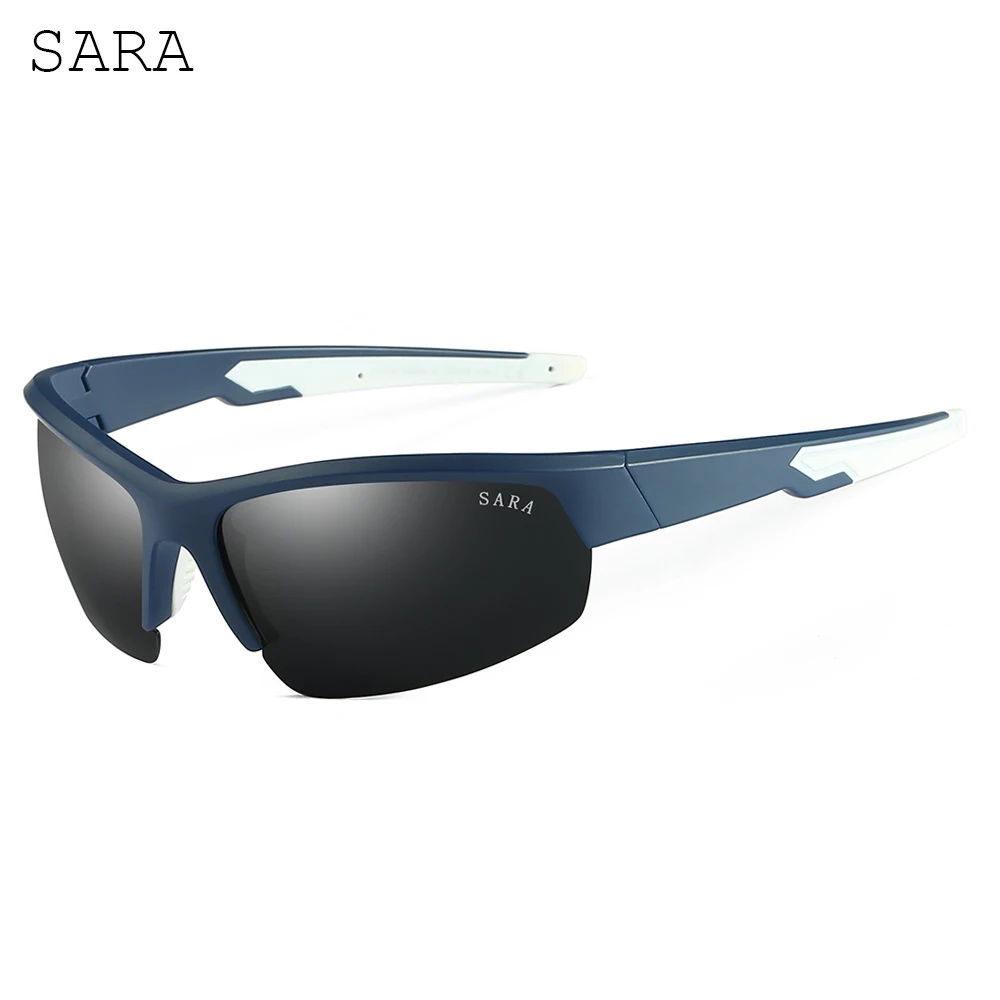 Brand Polarized Mens UV Protection Sunglasses Hiking Climbing Driving Sunglasses Blue Lens Semi