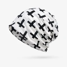 Новое поступление, на детей от двух до тонкими пересекающимися на печать Демисезонный Для мужчин Skullies шапки бини шапки, женские шапки шапочка в стиле кэжуал мужская шляпа тюрбан Для женщин Шапки ACI38