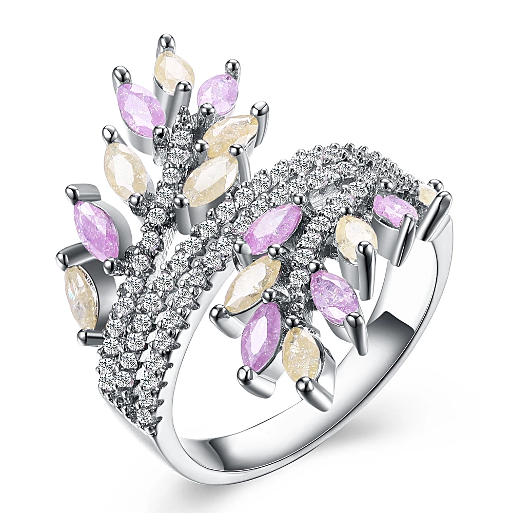 Sparkling Colorful Zircon Rings For Women Wholesale Fine Jewelry Gift