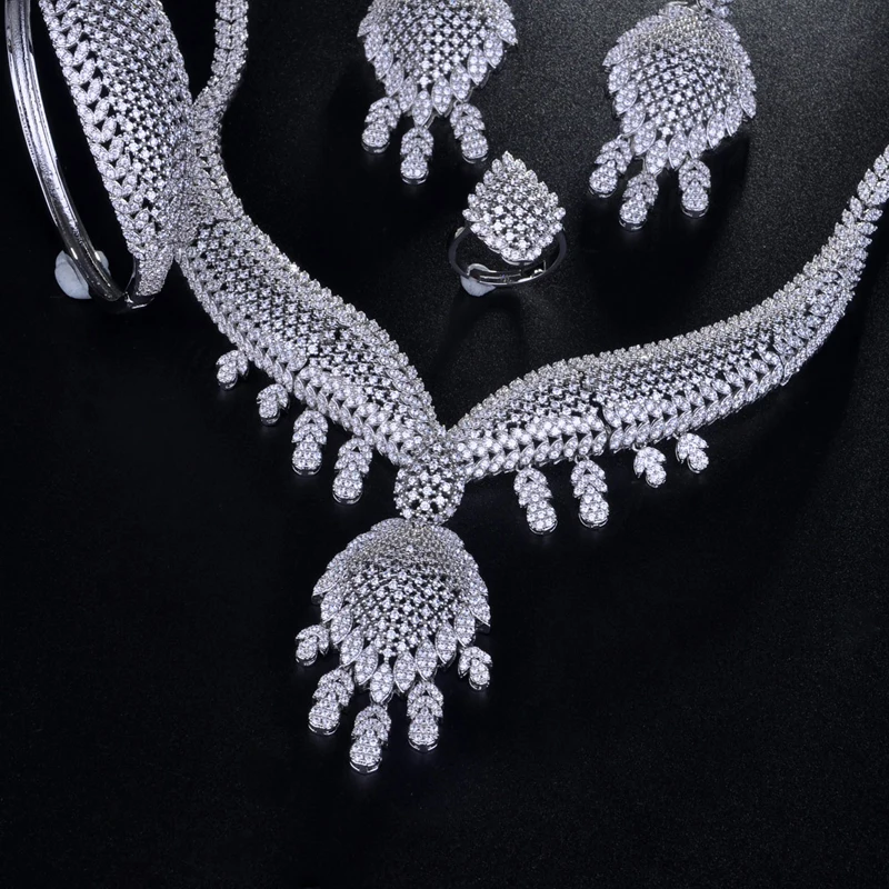 Быть 8 Роскошные Цирконий Африканский Цепочки и ожерелья серьги браслет кольцо в нигерийском стиле невесты Ювелирные наборы для Для женщин
