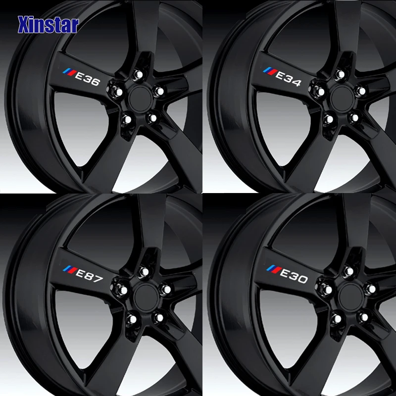 

4pcs car rim sticker for bmw E30 E34 E36 E39 E46 E60 E61E87 E90 E83 F10 F20 F01 F02 F30 F31 F34 F48 F87 F35