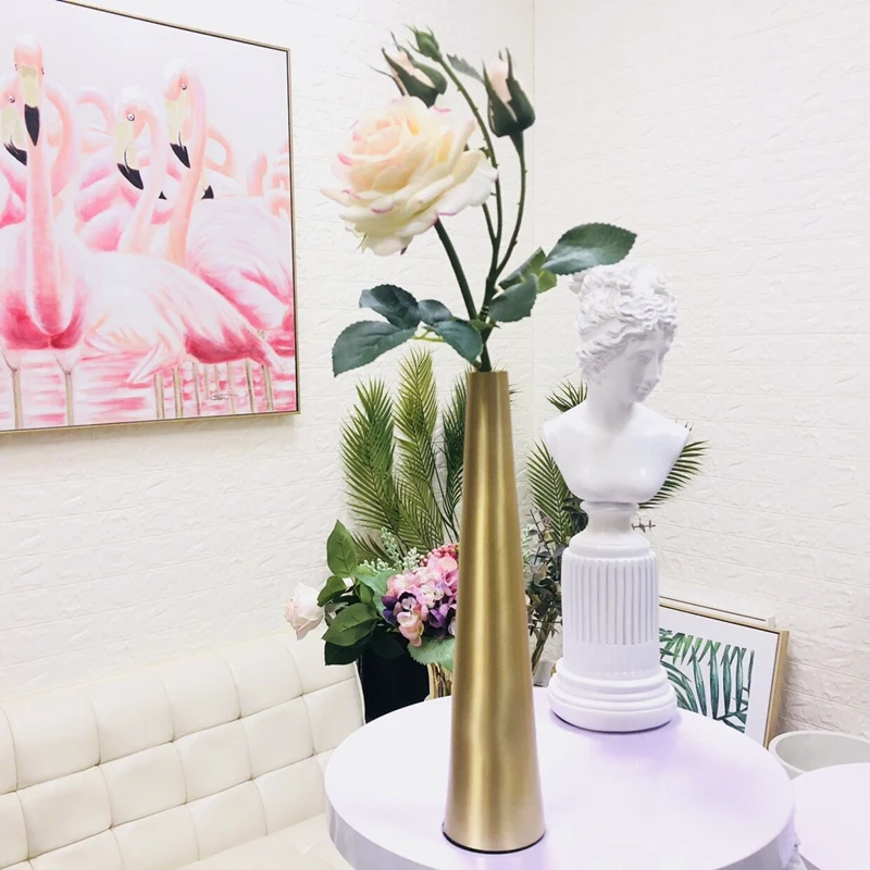 

Creative Golden Alloy vase Crafts decoration flower with vase wedding vase centerpieces for tables home decoration accessories