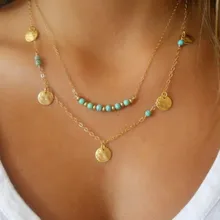 2017 Nuevo Collar de Cadena de Oro de Múltiples Capas de Martillo Bar Tira Larga Colgante Collar joyeria Colares collier Femme mujer Bijoux