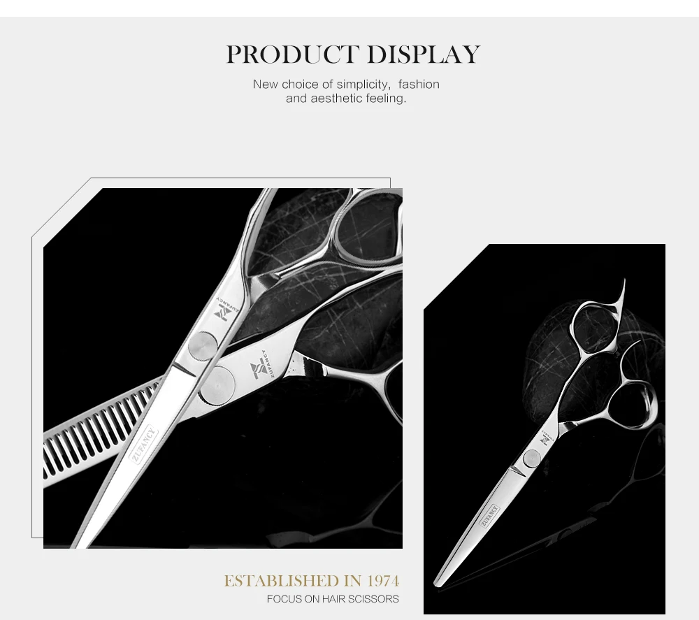 Дизайн ручка ZUFANCY профессиональный Япония 440C 6 дюймов ножницы для волос Парикмахерские резка и истончение ножницы для салона, парикмахерской