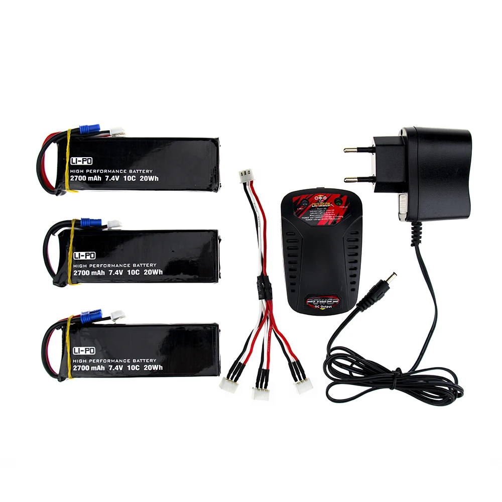 

1 2 3 4 5 6 pcs Hubsan H501C H501S lipo battery 7.4V 2700mAh 10C Batteies with charger for rc Quadcopter drone Spare Parts
