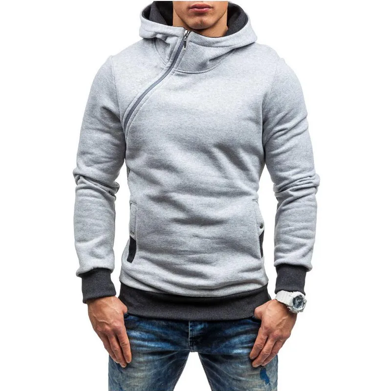 

M~XXL Hoodie Men's Autumn and Winter Warm Cotton Lined Jacket Coat Diagonal Zip Jacket Parkas casaco
